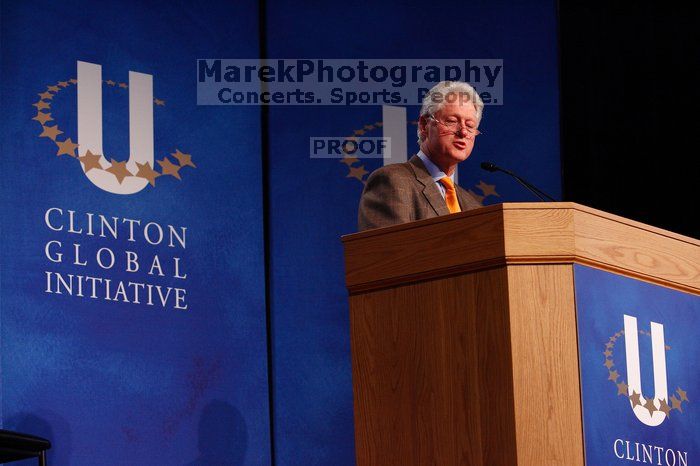 Former President Bill Clinton speaking at the CGIU meeting.  Day one of the 2nd Annual Clinton Global Initiative University (CGIU) meeting was held at The University of Texas at Austin, Friday, February 13, 2009.

Filename: SRM_20090213_16270007.jpg
Aperture: f/4.0
Shutter Speed: 1/160
Body: Canon EOS-1D Mark II
Lens: Canon EF 80-200mm f/2.8 L