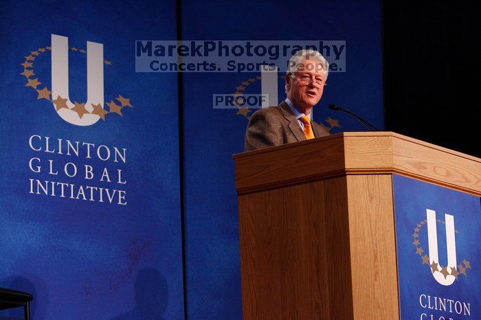 Former President Bill Clinton speaking at the CGIU meeting.  Day one of the 2nd Annual Clinton Global Initiative University (CGIU) meeting was held at The University of Texas at Austin, Friday, February 13, 2009.

Filename: SRM_20090213_16270209.jpg
Aperture: f/4.0
Shutter Speed: 1/160
Body: Canon EOS-1D Mark II
Lens: Canon EF 80-200mm f/2.8 L