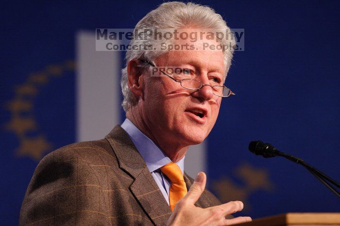 Former President Bill Clinton speaking at the CGIU meeting.  Day one of the 2nd Annual Clinton Global Initiative University (CGIU) meeting was held at The University of Texas at Austin, Friday, February 13, 2009.

Filename: SRM_20090213_16273808.jpg
Aperture: f/2.8
Shutter Speed: 1/320
Body: Canon EOS 20D
Lens: Canon EF 300mm f/2.8 L IS