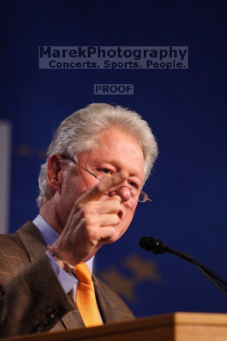 Former President Bill Clinton speaking at the CGIU meeting.  Day one of the 2nd Annual Clinton Global Initiative University (CGIU) meeting was held at The University of Texas at Austin, Friday, February 13, 2009.

Filename: SRM_20090213_16274209.jpg
Aperture: f/2.8
Shutter Speed: 1/320
Body: Canon EOS 20D
Lens: Canon EF 300mm f/2.8 L IS