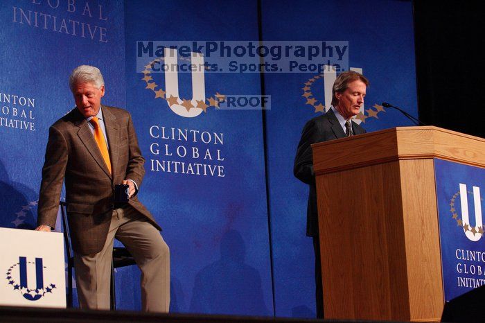 UT President William Powers Jr. speaks at the opening of the first plenary session of CGIU with Former President Bill Clinton listening.  Day one of the 2nd Annual Clinton Global Initiative University (CGIU) meeting was held at The University of Texas at Austin, Friday, February 13, 2009.

Filename: SRM_20090213_16294150.jpg
Aperture: f/4.0
Shutter Speed: 1/200
Body: Canon EOS-1D Mark II
Lens: Canon EF 80-200mm f/2.8 L