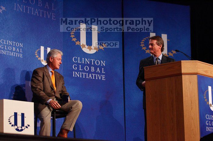 UT President William Powers Jr. speaks at the opening of the first plenary session of CGIU with Former President Bill Clinton listening.  Day one of the 2nd Annual Clinton Global Initiative University (CGIU) meeting was held at The University of Texas at Austin, Friday, February 13, 2009.

Filename: SRM_20090213_16294862.jpg
Aperture: f/4.0
Shutter Speed: 1/250
Body: Canon EOS-1D Mark II
Lens: Canon EF 80-200mm f/2.8 L