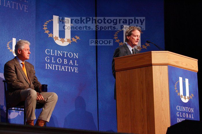 UT President William Powers Jr. speaks at the opening of the first plenary session of CGIU with Former President Bill Clinton listening.  Day one of the 2nd Annual Clinton Global Initiative University (CGIU) meeting was held at The University of Texas at Austin, Friday, February 13, 2009.

Filename: SRM_20090213_16310968.jpg
Aperture: f/4.0
Shutter Speed: 1/125
Body: Canon EOS-1D Mark II
Lens: Canon EF 80-200mm f/2.8 L