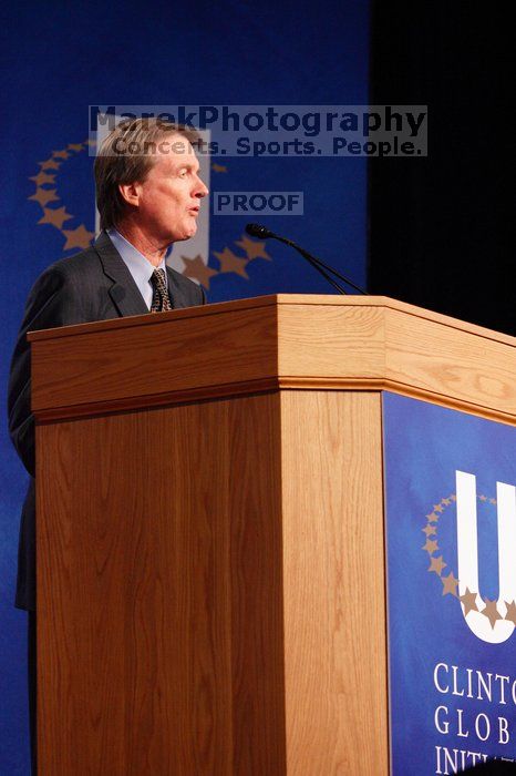 UT President William Powers Jr. speaks at the opening plenary session of the CGIU meeting.  Day one of the 2nd Annual Clinton Global Initiative University (CGIU) meeting was held at The University of Texas at Austin, Friday, February 13, 2009.

Filename: SRM_20090213_16313474.jpg
Aperture: f/4.0
Shutter Speed: 1/160
Body: Canon EOS-1D Mark II
Lens: Canon EF 80-200mm f/2.8 L