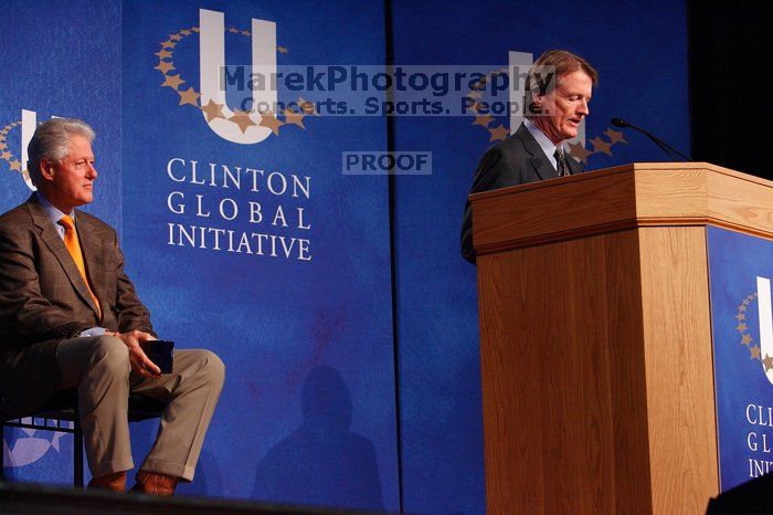 UT President William Powers Jr. speaks at the opening of the first plenary session of CGIU with Former President Bill Clinton listening.  Day one of the 2nd Annual Clinton Global Initiative University (CGIU) meeting was held at The University of Texas at Austin, Friday, February 13, 2009.

Filename: SRM_20090213_16314477.jpg
Aperture: f/4.0
Shutter Speed: 1/160
Body: Canon EOS-1D Mark II
Lens: Canon EF 80-200mm f/2.8 L