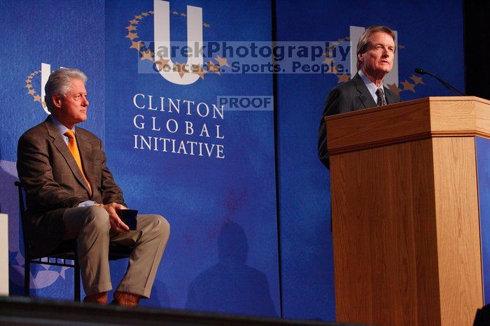 UT President William Powers Jr. speaks at the opening of the first plenary session of CGIU with Former President Bill Clinton listening.  Day one of the 2nd Annual Clinton Global Initiative University (CGIU) meeting was held at The University of Texas at Austin, Friday, February 13, 2009.

Filename: SRM_20090213_16315179.jpg
Aperture: f/4.0
Shutter Speed: 1/160
Body: Canon EOS-1D Mark II
Lens: Canon EF 80-200mm f/2.8 L