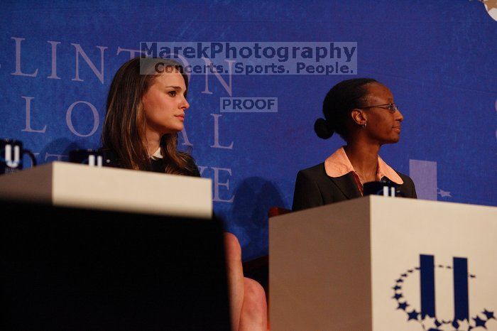 Natalie Portman (L) and Mambidzeni Madzivire (R), BME graduate student at Mayo Graduate School, at the first plenary session of the CGIU meeting.  Day one of the 2nd Annual Clinton Global Initiative University (CGIU) meeting was held at The University of Texas at Austin, Friday, February 13, 2009.

Filename: SRM_20090213_16531317.jpg
Aperture: f/4.0
Shutter Speed: 1/320
Body: Canon EOS-1D Mark II
Lens: Canon EF 80-200mm f/2.8 L