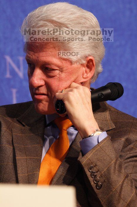 Former President Bill Clinton moderated the discussion between Natalie Portman, Mambidzeni Madzivire, BME graduate student at Mayo Graduate School, Blake Mycoskie, founder of TOMS shoes, and Paul Bell, president of Dell Global Public, during the first plenary session at the CGIU meeting.  Day one of the 2nd Annual Clinton Global Initiative University (CGIU) meeting was held at The University of Texas at Austin, Friday, February 13, 2009.

Filename: SRM_20090213_16593182.jpg
Aperture: f/4.0
Shutter Speed: 1/200
Body: Canon EOS 20D
Lens: Canon EF 300mm f/2.8 L IS