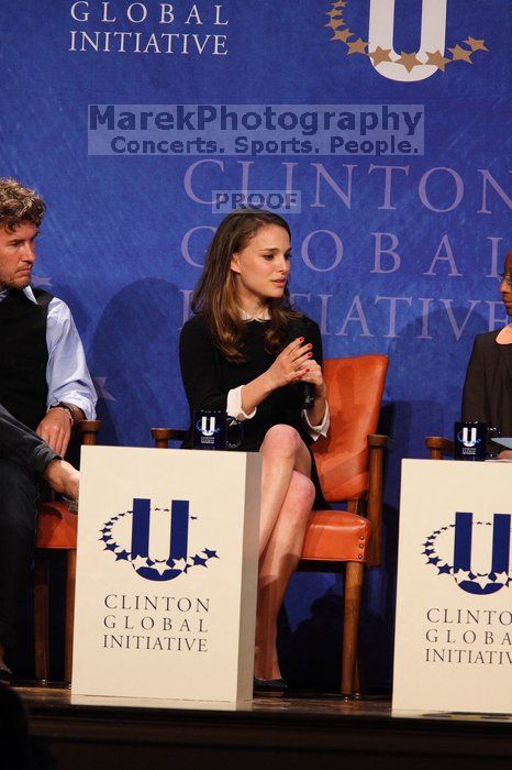 Blake Mycoskie (L), founder of TOMS shoes, Natalie Portman (C), and Mambidzeni Madzivire (R), BME graduate student at Mayo Graduate School, at the first plenary session of the CGIU meeting.  Day one of the 2nd Annual Clinton Global Initiative University (CGIU) meeting was held at The University of Texas at Austin, Friday, February 13, 2009.

Filename: SRM_20090213_17034208.jpg
Aperture: f/4.0
Shutter Speed: 1/250
Body: Canon EOS 20D
Lens: Canon EF 300mm f/2.8 L IS