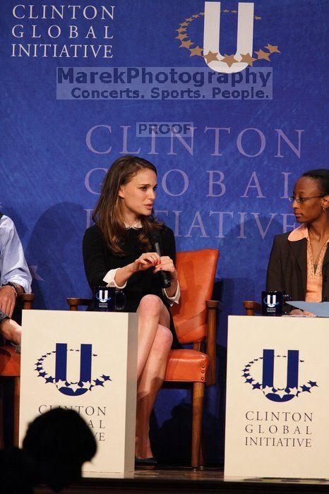 Blake Mycoskie (L), founder of TOMS shoes, Natalie Portman (C), and Mambidzeni Madzivire (R), BME graduate student at Mayo Graduate School, at the first plenary session of the CGIU meeting.  Day one of the 2nd Annual Clinton Global Initiative University (CGIU) meeting was held at The University of Texas at Austin, Friday, February 13, 2009.

Filename: SRM_20090213_17034614.jpg
Aperture: f/4.0
Shutter Speed: 1/250
Body: Canon EOS 20D
Lens: Canon EF 300mm f/2.8 L IS