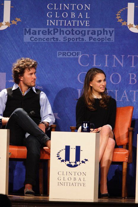 Blake Mycoskie (L), founder of TOMS shoes, Natalie Portman (C), and Mambidzeni Madzivire (R), BME graduate student at Mayo Graduate School, at the first plenary session of the CGIU meeting.  Day one of the 2nd Annual Clinton Global Initiative University (CGIU) meeting was held at The University of Texas at Austin, Friday, February 13, 2009.

Filename: SRM_20090213_17072151.jpg
Aperture: f/4.0
Shutter Speed: 1/200
Body: Canon EOS 20D
Lens: Canon EF 300mm f/2.8 L IS