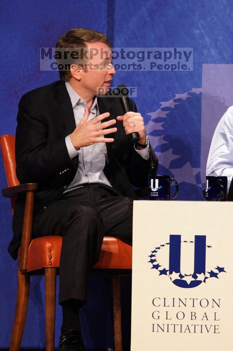 Paul Bell, president of Dell Global Public, at the opening plenary session of the CGIU meeting.  Day one of the 2nd Annual Clinton Global Initiative University (CGIU) meeting was held at The University of Texas at Austin, Friday, February 13, 2009.

Filename: SRM_20090213_17374230.jpg
Aperture: f/5.6
Shutter Speed: 1/200
Body: Canon EOS 20D
Lens: Canon EF 300mm f/2.8 L IS