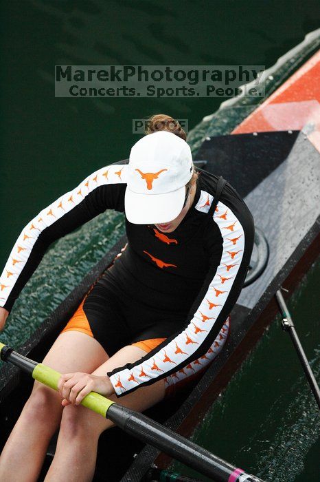 The Texas Rowing first varsity eight team, with coxswain Mary Cait McPherson, stroke Jen VanderMaarel, Felicia Izaguirre-Werner, Meg George, Nancy Arrington, Jelena Zunic, Karli Sheahan, Colleen Irby and Sara Cottingham, finished with a time of 6:44.7, defeating Duke which completed the race in 6:49.9. This was the second session of the Longhorn Invitational, Saturday morning, March 21, 2009 on Lady Bird Lake.  They later won one more race against UCF on Sunday.

Filename: SRM_20090321_08402261.jpg
Aperture: f/2.8
Shutter Speed: 1/2000
Body: Canon EOS-1D Mark II
Lens: Canon EF 300mm f/2.8 L IS