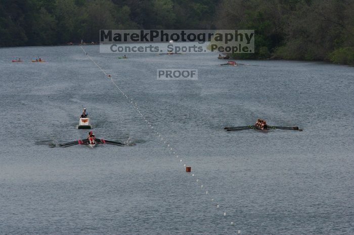 The Texas Rowing second varsity eight team finished with a time of 7:29.5, losing to Wisconsin, which completed the race in 7:15.5. This was the third session of the Longhorn Invitational, Saturday afternoon, March 21, 2009 on Lady Bird Lake.

Filename: SRM_20090321_16271913.jpg
Aperture: f/8.0
Shutter Speed: 1/1600
Body: Canon EOS-1D Mark II
Lens: Canon EF 300mm f/2.8 L IS