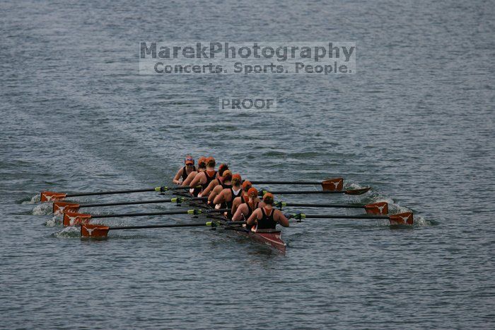 The Texas Rowing second varsity eight team finished with a time of 7:29.5, losing to Wisconsin, which completed the race in 7:15.5. This was the third session of the Longhorn Invitational, Saturday afternoon, March 21, 2009 on Lady Bird Lake.

Filename: SRM_20090321_16282427.jpg
Aperture: f/4.0
Shutter Speed: 1/5000
Body: Canon EOS-1D Mark II
Lens: Canon EF 300mm f/2.8 L IS