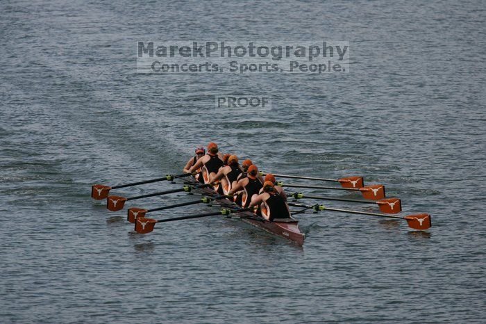 The Texas Rowing second varsity eight team finished with a time of 7:29.5, losing to Wisconsin, which completed the race in 7:15.5. This was the third session of the Longhorn Invitational, Saturday afternoon, March 21, 2009 on Lady Bird Lake.

Filename: SRM_20090321_16282529.jpg
Aperture: f/4.0
Shutter Speed: 1/5000
Body: Canon EOS-1D Mark II
Lens: Canon EF 300mm f/2.8 L IS