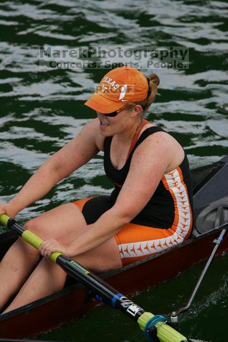 The Texas Rowing second varsity eight team finished with a time of 7:29.5, losing to Wisconsin, which completed the race in 7:15.5. This was the third session of the Longhorn Invitational, Saturday afternoon, March 21, 2009 on Lady Bird Lake.

Filename: SRM_20090321_16285453.jpg
Aperture: f/4.0
Shutter Speed: 1/1000
Body: Canon EOS-1D Mark II
Lens: Canon EF 300mm f/2.8 L IS