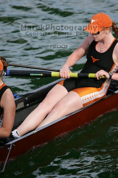 The Texas Rowing second varsity eight team finished with a time of 7:29.5, losing to Wisconsin, which completed the race in 7:15.5. This was the third session of the Longhorn Invitational, Saturday afternoon, March 21, 2009 on Lady Bird Lake.

Filename: SRM_20090321_16285559.jpg
Aperture: f/4.0
Shutter Speed: 1/1250
Body: Canon EOS-1D Mark II
Lens: Canon EF 300mm f/2.8 L IS