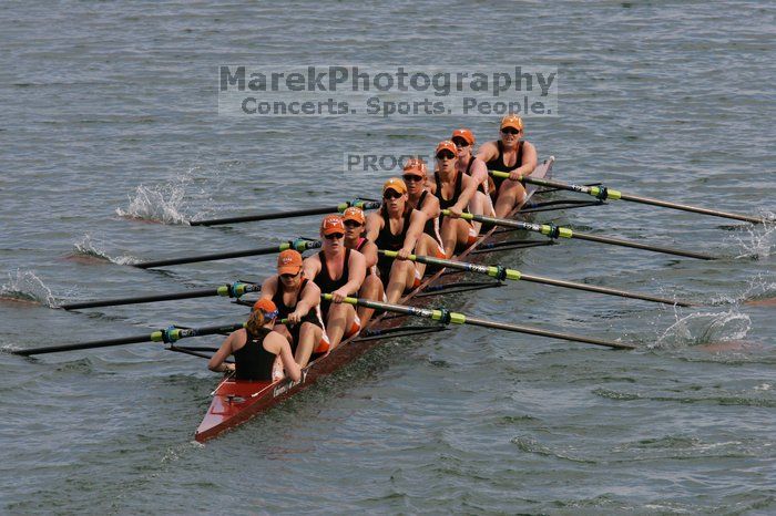 The Texas Rowing second varsity eight team finished with a time of 7:29.5, losing to Wisconsin, which completed the race in 7:15.5. This was the third session of the Longhorn Invitational, Saturday afternoon, March 21, 2009 on Lady Bird Lake.

Filename: SRM_20090321_16291072.jpg
Aperture: f/8.0
Shutter Speed: 1/1000
Body: Canon EOS-1D Mark II
Lens: Canon EF 300mm f/2.8 L IS