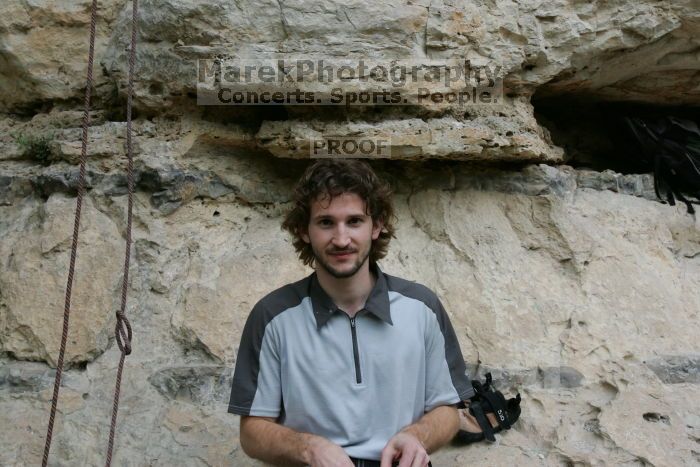 Andrew Dreher.  It was another long day of rock climbing at Seismic Wall on Austin's Barton Creek Greenbelt, Saturday, April 11, 2009.

Filename: SRM_20090411_15381101.JPG
Aperture: f/10.0
Shutter Speed: 1/100
Body: Canon EOS-1D Mark II
Lens: Canon EF 16-35mm f/2.8 L