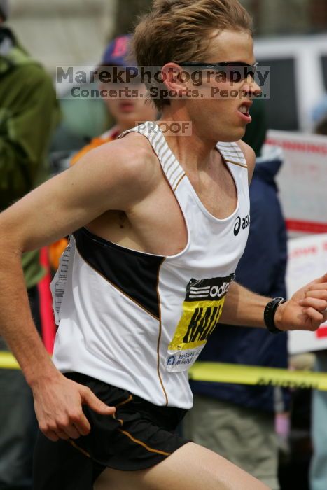 Ryan Hall was third to cross the finish line with a time of 2:09:40.  The 113th Boston Marathon took place on Monday, April 20, 2009.

Filename: SRM_20090420_10402143.JPG
Aperture: f/8.0
Shutter Speed: 1/1250
Body: Canon EOS-1D Mark II
Lens: Canon EF 100-400mm f/4.5-5.6 L IS USM