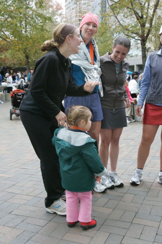 Janet Aardema, Sylvie Gagnon, Kelly Saalwachter, Beth Marek, and Katie Lannon after running in the Richmond SunTrust Marathon and McDonald's Half Marathon, on Saturday, November 14, 2009.

Filename: SRM_20091114_12374496.JPG
Aperture: f/5.6
Shutter Speed: 1/125
Body: Canon EOS-1D Mark II
Lens: Canon EF 16-35mm f/2.8 L