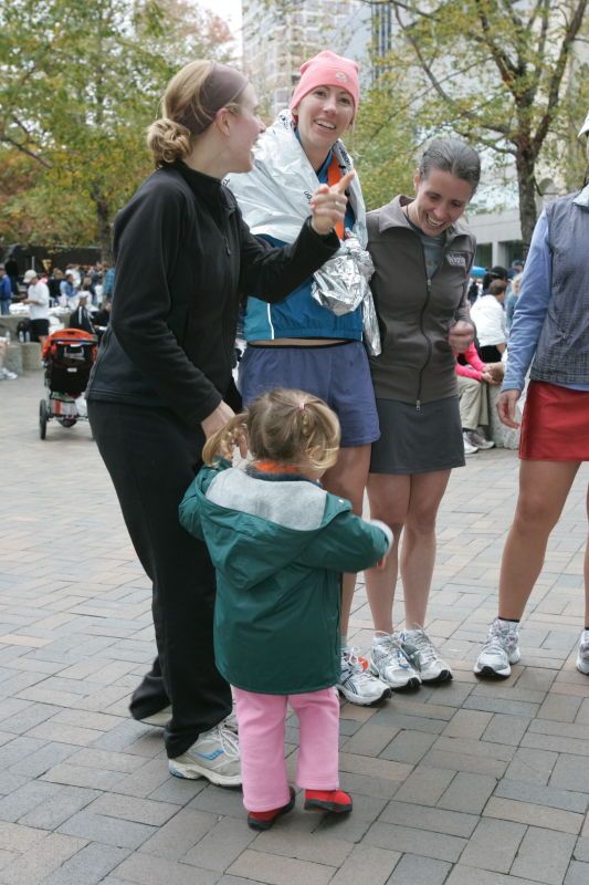 Janet Aardema, Sylvie Gagnon, Kelly Saalwachter, Beth Marek, and Katie Lannon after running in the Richmond SunTrust Marathon and McDonald's Half Marathon, on Saturday, November 14, 2009.

Filename: SRM_20091114_12374497.JPG
Aperture: f/5.6
Shutter Speed: 1/125
Body: Canon EOS-1D Mark II
Lens: Canon EF 16-35mm f/2.8 L