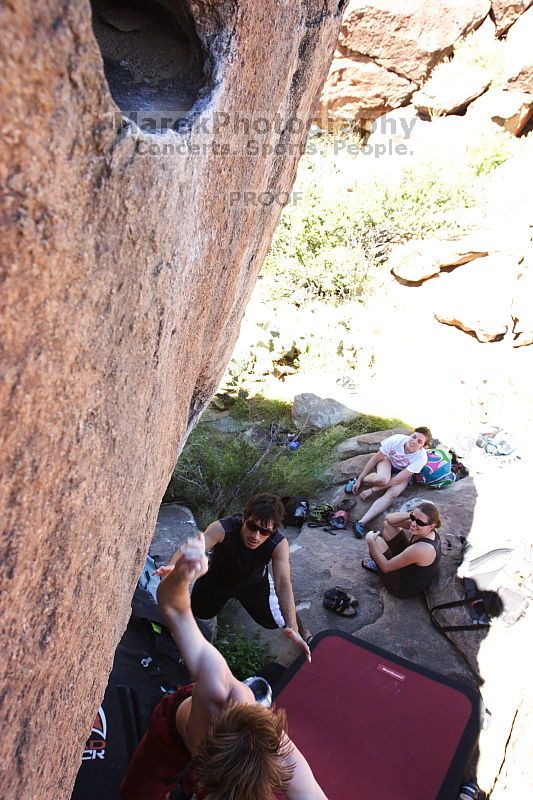 Rock climbing in Hueco Tanks State Park and Historic Site during the Hueco Tanks Awesome Fest 2.0 trip, Sunday, September 05, 2010.

Filename: SRM_20100905_12064856.JPG
Aperture: f/5.6
Shutter Speed: 1/500
Body: Canon EOS 20D
Lens: Canon EF 16-35mm f/2.8 L