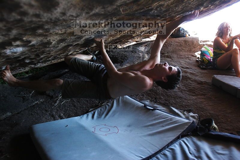 Rock climbing in Hueco Tanks State Park and Historic Site during the Hueco Tanks Awesome Fest 2.0 trip, Sunday, September 05, 2010.

Filename: SRM_20100905_16172757.JPG
Aperture: f/2.8
Shutter Speed: 1/200
Body: Canon EOS 20D
Lens: Canon EF 16-35mm f/2.8 L