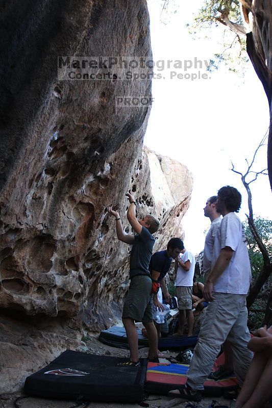 Rock climbing in Hueco Tanks State Park and Historic Site during the Hueco Tanks Awesome Fest 2.0 trip, Sunday, September 05, 2010.

Filename: SRM_20100905_18123873.JPG
Aperture: f/2.8
Shutter Speed: 1/640
Body: Canon EOS 20D
Lens: Canon EF 16-35mm f/2.8 L