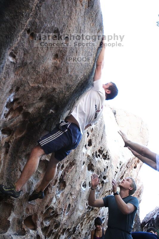 Rock climbing in Hueco Tanks State Park and Historic Site during the Hueco Tanks Awesome Fest 2.0 trip, Sunday, September 05, 2010.

Filename: SRM_20100905_18134880.JPG
Aperture: f/2.8
Shutter Speed: 1/400
Body: Canon EOS 20D
Lens: Canon EF 16-35mm f/2.8 L