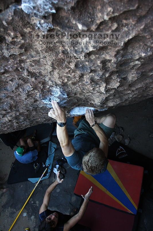 Rock climbing in Hueco Tanks State Park and Historic Site during the Hueco Tanks Awesome Fest 2.0 trip, Sunday, September 05, 2010.

Filename: SRM_20100905_19034795.JPG
Aperture: f/4.0
Shutter Speed: 1/200
Body: Canon EOS 20D
Lens: Canon EF 16-35mm f/2.8 L