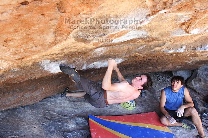 Rock climbing in Hueco Tanks State Park and Historic Site during the Hueco Tanks Awesome Fest 2.0 trip, Monday, September 06, 2010.

Filename: SRM_20100906_13072742.JPG
Aperture: f/5.6
Shutter Speed: 1/250
Body: Canon EOS 20D
Lens: Canon EF 16-35mm f/2.8 L