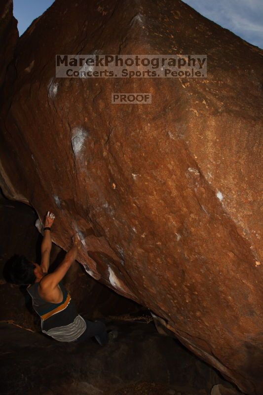 Bouldering in Hueco Tanks on 02/27/2016 with Blue Lizard Climbing and Yoga

Filename: SRM_20160227_1627420.JPG
Aperture: f/9.0
Shutter Speed: 1/250
Body: Canon EOS 20D
Lens: Canon EF 16-35mm f/2.8 L