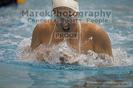 Laura Heiser placed 5th in the women's 100 yd breaststroke against UVA

Filename: crw_3794_std.jpg
Aperture: f/2.8
Shutter Speed: 1/500
Body: Canon EOS DIGITAL REBEL
Lens: Canon EF 80-200mm f/2.8 L