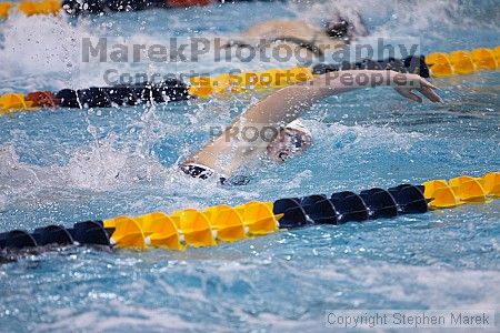 Meghan DeVinney swam in the 200m freestyle against FSU, UMD and VT

Filename: crw_2975_std.jpg
Aperture: f/2.8
Shutter Speed: 1/500
Body: Canon EOS DIGITAL REBEL
Lens: Canon EF 80-200mm f/2.8 L