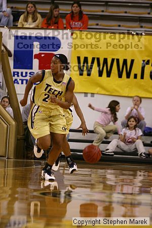 The Georgia Tech women's basketball team played Clemson.

Filename: img_0624_std.jpg
Aperture: f/2.8
Shutter Speed: 1/320
Body: Canon EOS DIGITAL REBEL
Lens: Canon EF 80-200mm f/2.8 L