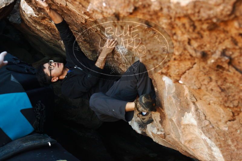 Bouldering in Hueco Tanks on 11/02/2018 with Blue Lizard Climbing and Yoga

Filename: SRM_20181102_1023161.jpg
Aperture: f/4.0
Shutter Speed: 1/160
Body: Canon EOS-1D Mark II
Lens: Canon EF 50mm f/1.8 II