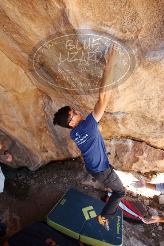 Bouldering in Hueco Tanks on 11/03/2018 with Blue Lizard Climbing and Yoga

Filename: SRM_20181103_1134512.jpg
Aperture: f/5.6
Shutter Speed: 1/250
Body: Canon EOS-1D Mark II
Lens: Canon EF 16-35mm f/2.8 L