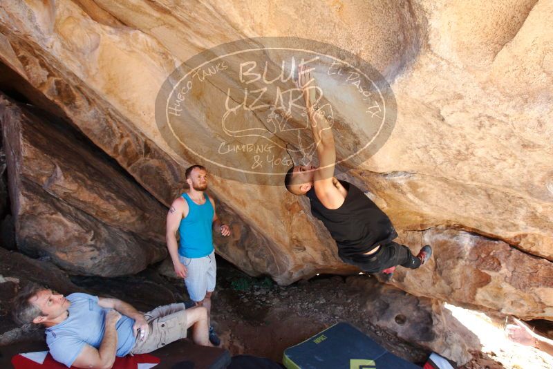 Bouldering in Hueco Tanks on 11/03/2018 with Blue Lizard Climbing and Yoga

Filename: SRM_20181103_1145300.jpg
Aperture: f/5.6
Shutter Speed: 1/250
Body: Canon EOS-1D Mark II
Lens: Canon EF 16-35mm f/2.8 L