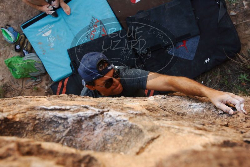 Bouldering in Hueco Tanks on 11/04/2018 with Blue Lizard Climbing and Yoga

Filename: SRM_20181104_1049420.jpg
Aperture: f/5.6
Shutter Speed: 1/250
Body: Canon EOS-1D Mark II
Lens: Canon EF 16-35mm f/2.8 L