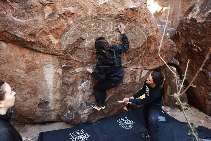 Bouldering in Hueco Tanks on 11/24/2018 with Blue Lizard Climbing and Yoga

Filename: SRM_20181124_1114220.jpg
Aperture: f/3.5
Shutter Speed: 1/250
Body: Canon EOS-1D Mark II
Lens: Canon EF 16-35mm f/2.8 L