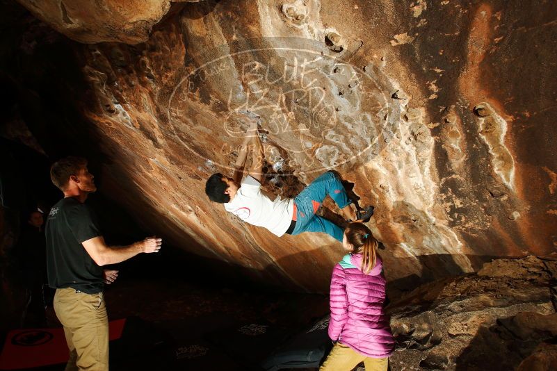 Bouldering in Hueco Tanks on 11/22/2018 with Blue Lizard Climbing and Yoga

Filename: SRM_20181122_1453190.jpg
Aperture: f/8.0
Shutter Speed: 1/250
Body: Canon EOS-1D Mark II
Lens: Canon EF 16-35mm f/2.8 L