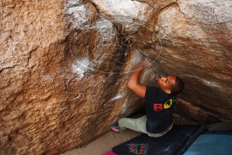 Bouldering in Hueco Tanks on 12/02/2018 with Blue Lizard Climbing and Yoga

Filename: SRM_20181202_1133110.jpg
Aperture: f/3.5
Shutter Speed: 1/250
Body: Canon EOS-1D Mark II
Lens: Canon EF 16-35mm f/2.8 L