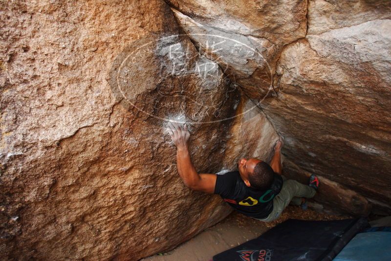 Bouldering in Hueco Tanks on 12/02/2018 with Blue Lizard Climbing and Yoga

Filename: SRM_20181202_1133160.jpg
Aperture: f/3.5
Shutter Speed: 1/250
Body: Canon EOS-1D Mark II
Lens: Canon EF 16-35mm f/2.8 L