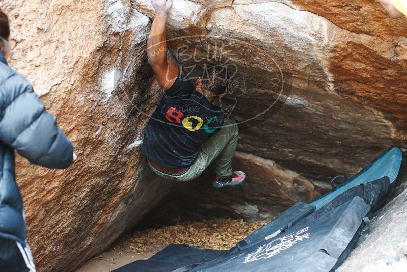 Bouldering in Hueco Tanks on 12/02/2018 with Blue Lizard Climbing and Yoga

Filename: SRM_20181202_1139440.jpg
Aperture: f/3.2
Shutter Speed: 1/250
Body: Canon EOS-1D Mark II
Lens: Canon EF 50mm f/1.8 II