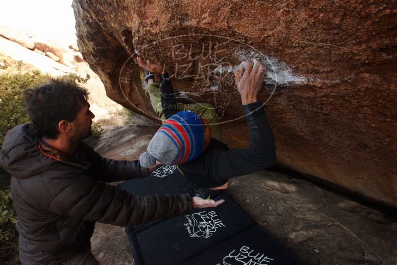 Bouldering in Hueco Tanks on 12/14/2018 with Blue Lizard Climbing and Yoga

Filename: SRM_20181214_1558290.jpg
Aperture: f/5.6
Shutter Speed: 1/250
Body: Canon EOS-1D Mark II
Lens: Canon EF 16-35mm f/2.8 L