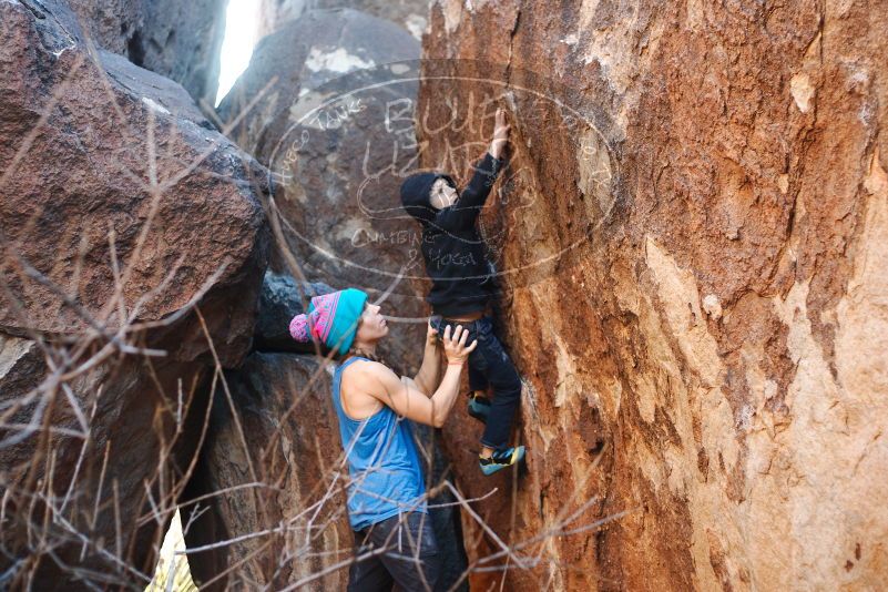 Bouldering in Hueco Tanks on 12/24/2018 with Blue Lizard Climbing and Yoga

Filename: SRM_20181224_1636350.jpg
Aperture: f/2.8
Shutter Speed: 1/200
Body: Canon EOS-1D Mark II
Lens: Canon EF 50mm f/1.8 II