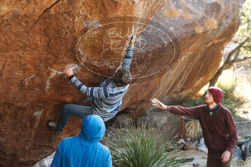 Bouldering in Hueco Tanks on 12/30/2018 with Blue Lizard Climbing and Yoga

Filename: SRM_20181230_1557580.jpg
Aperture: f/3.2
Shutter Speed: 1/400
Body: Canon EOS-1D Mark II
Lens: Canon EF 50mm f/1.8 II