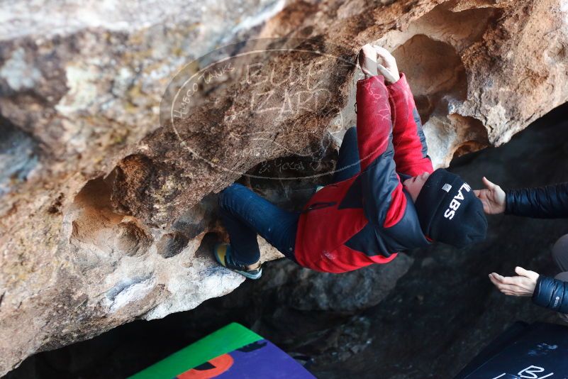 Bouldering in Hueco Tanks on 12/31/2018 with Blue Lizard Climbing and Yoga

Filename: SRM_20181231_1017270.jpg
Aperture: f/3.2
Shutter Speed: 1/250
Body: Canon EOS-1D Mark II
Lens: Canon EF 50mm f/1.8 II